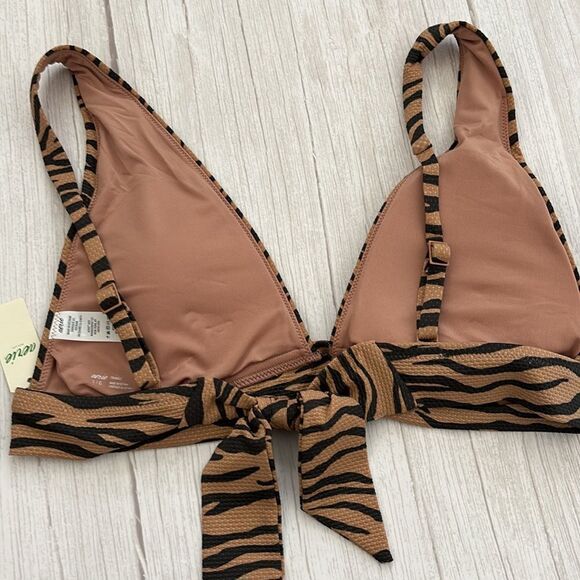 NWT Aerie Pique Animal Print Triangle Bikini Top - Picture 3 of 9